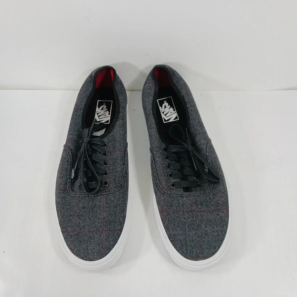 Vans Authentic Grey Herringbone Plaid Low Top Sneakers Mens 11.5 721454